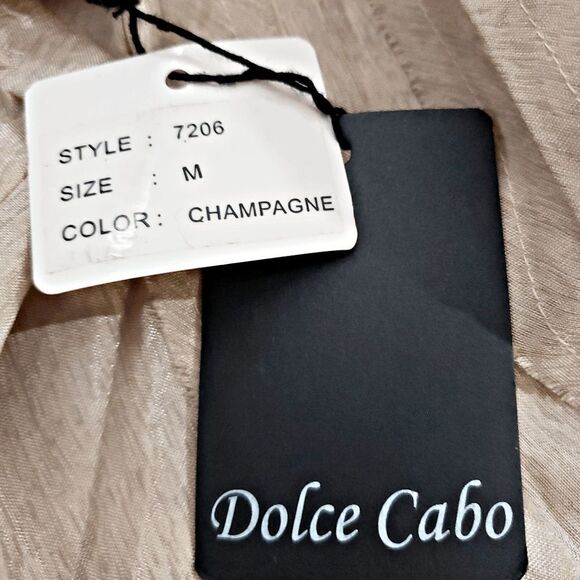 Dolce Cabo Beige Sheer Gauzy Shimmery Long Sleeve Top Size M - Picture 4 of 10